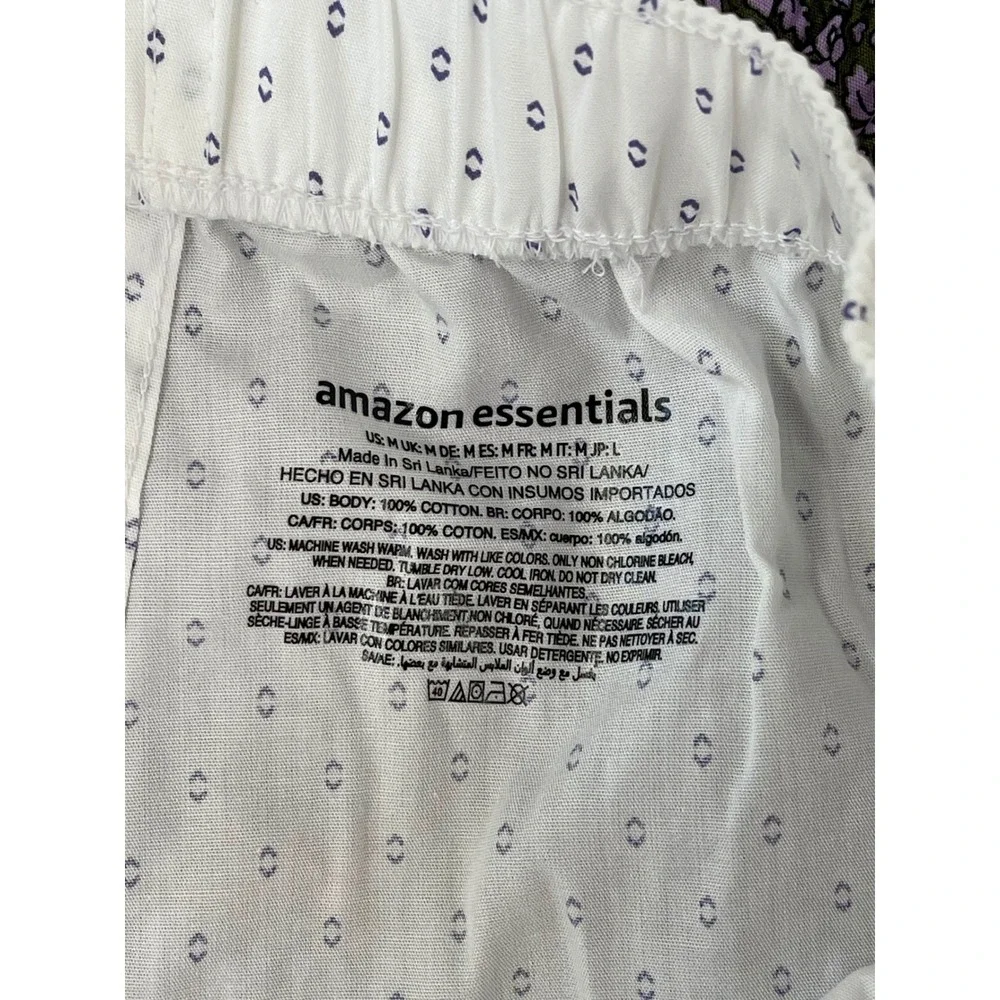 Amazon Essentials Mens White Purple Diamond Print Cotton Lounge Sleep Shorts M